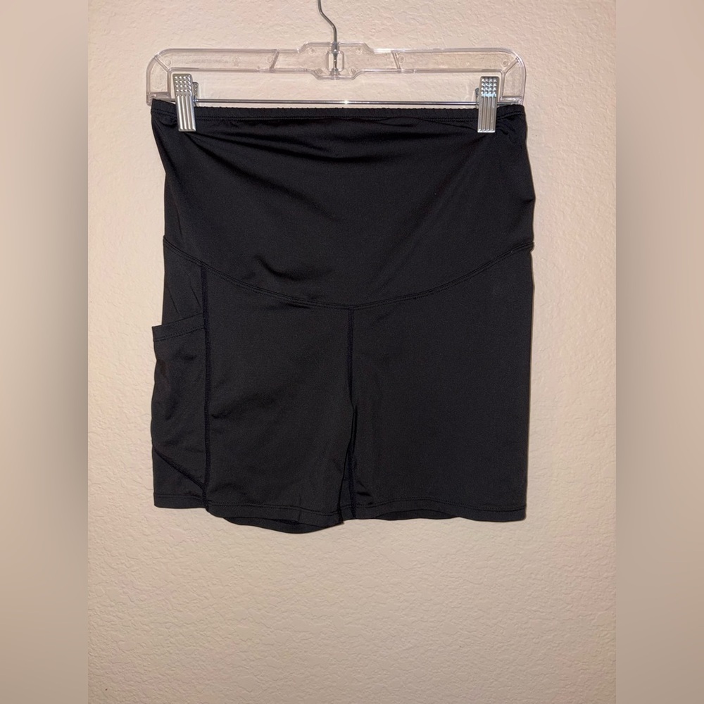 SHEIN Black Maternity Women's Bike Shorts with Pocket